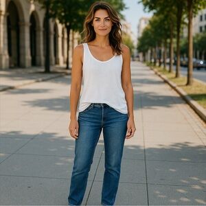 Lilla P White Scoop Neck Tank